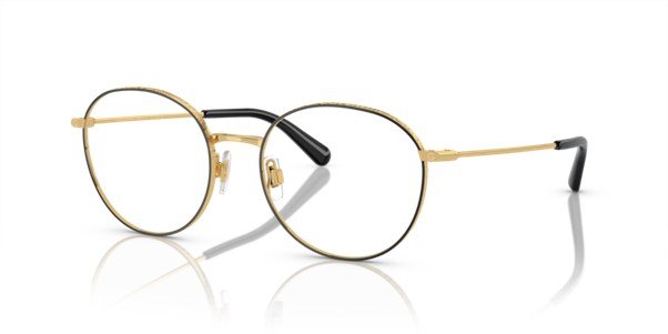 Dolce & Gabbana Ladies Round Black on Gold Metal Optical DG1322 1334 53